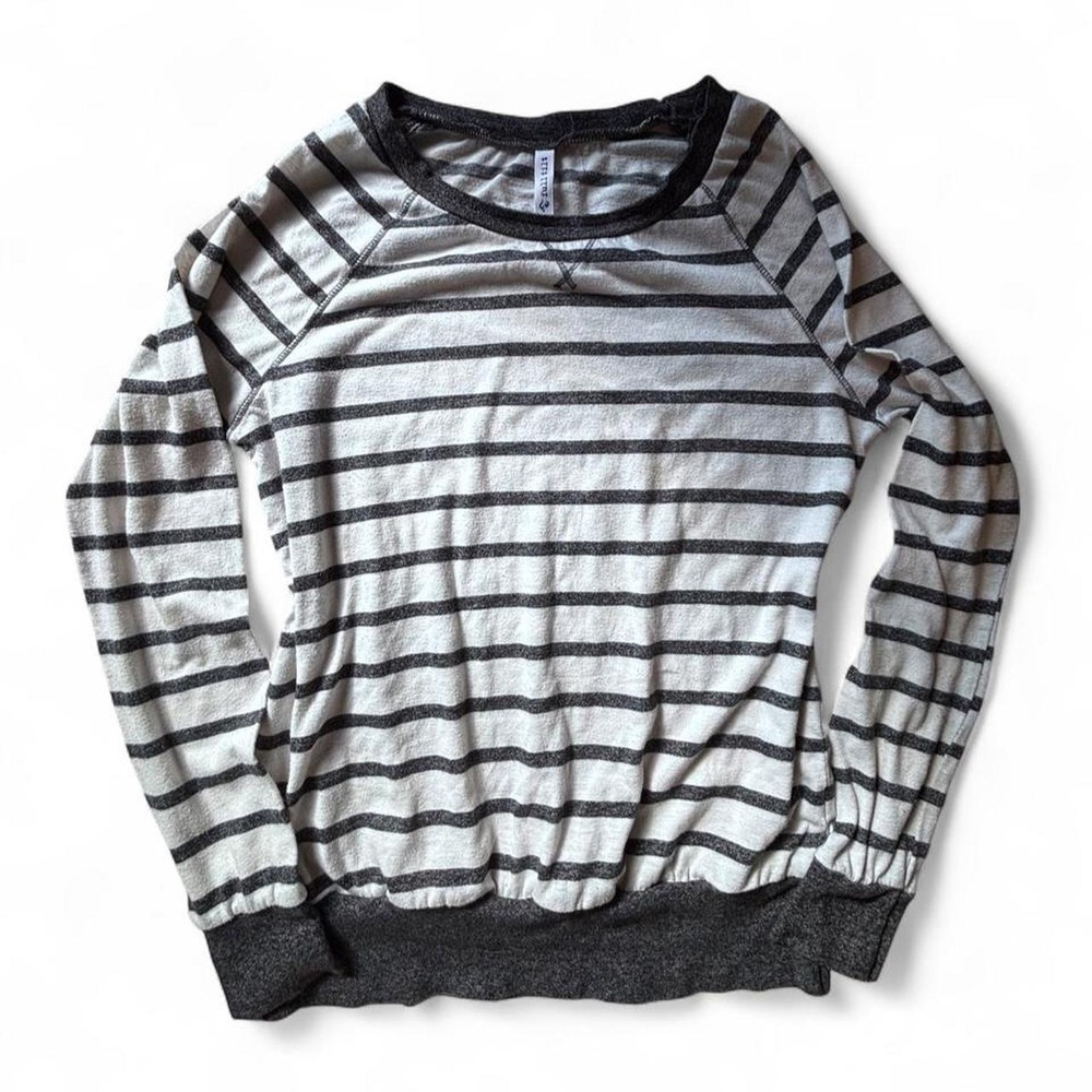 Full Tilt Womens Striped Raglan Long Sleeve Sweatshirt Top Grey Multi Size M